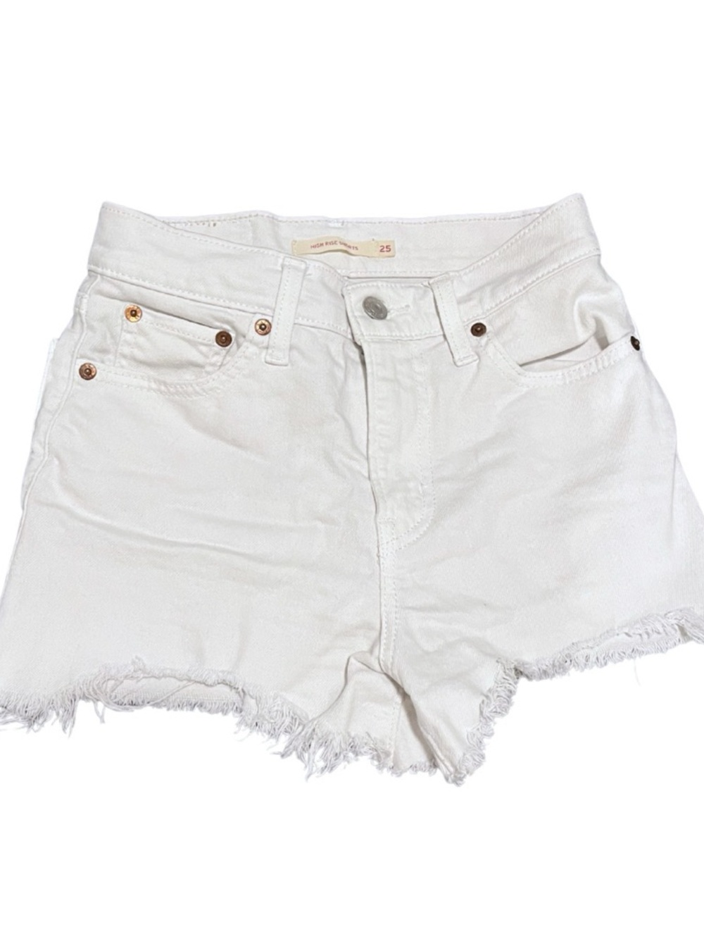 Levi's White Frayed Hem Denim Shorts